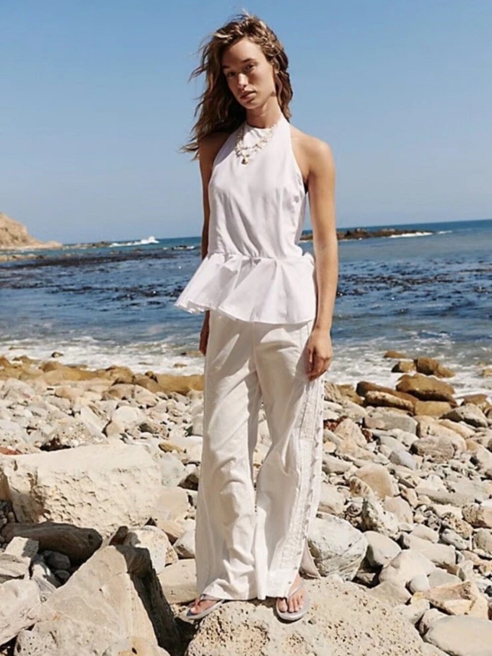 Free People Frilly Ruffle Tunic Halter Top - Picture 2 of 8